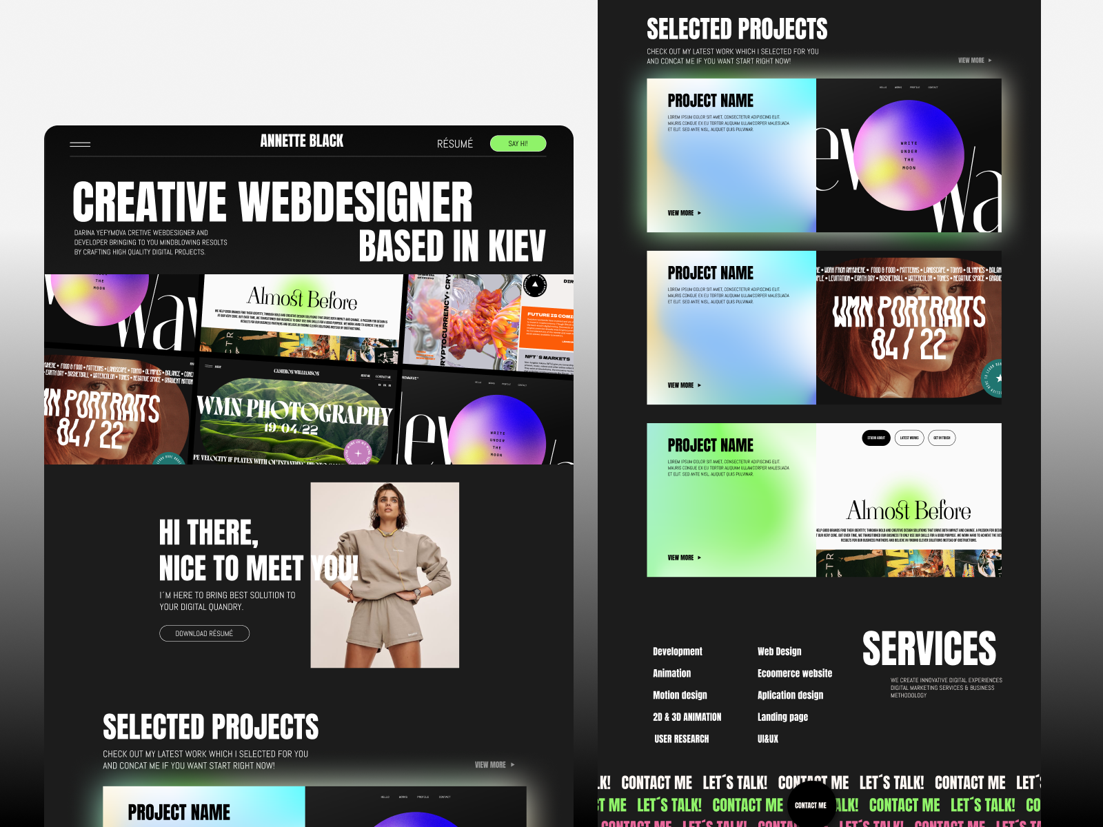 Website design for freelancer UI/UX Designer by Darina Yefymova on Dribbble