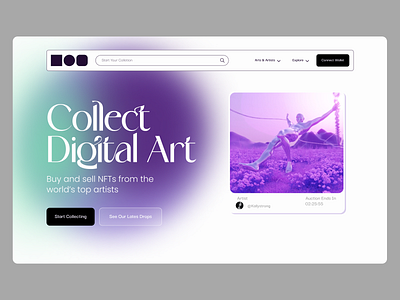 Here's a Landing page for my DailyChallenge 3d adobe animation artnft branding crypto design figma graphic design hero sectio illustration landing page logo motion graphics nft ui ux web website