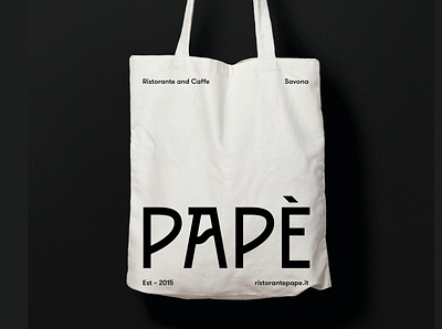 Papè Restaurant brand brand identity branding design letters logo totebag typography