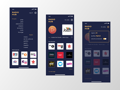 RadioHub concept app app mobile ui
