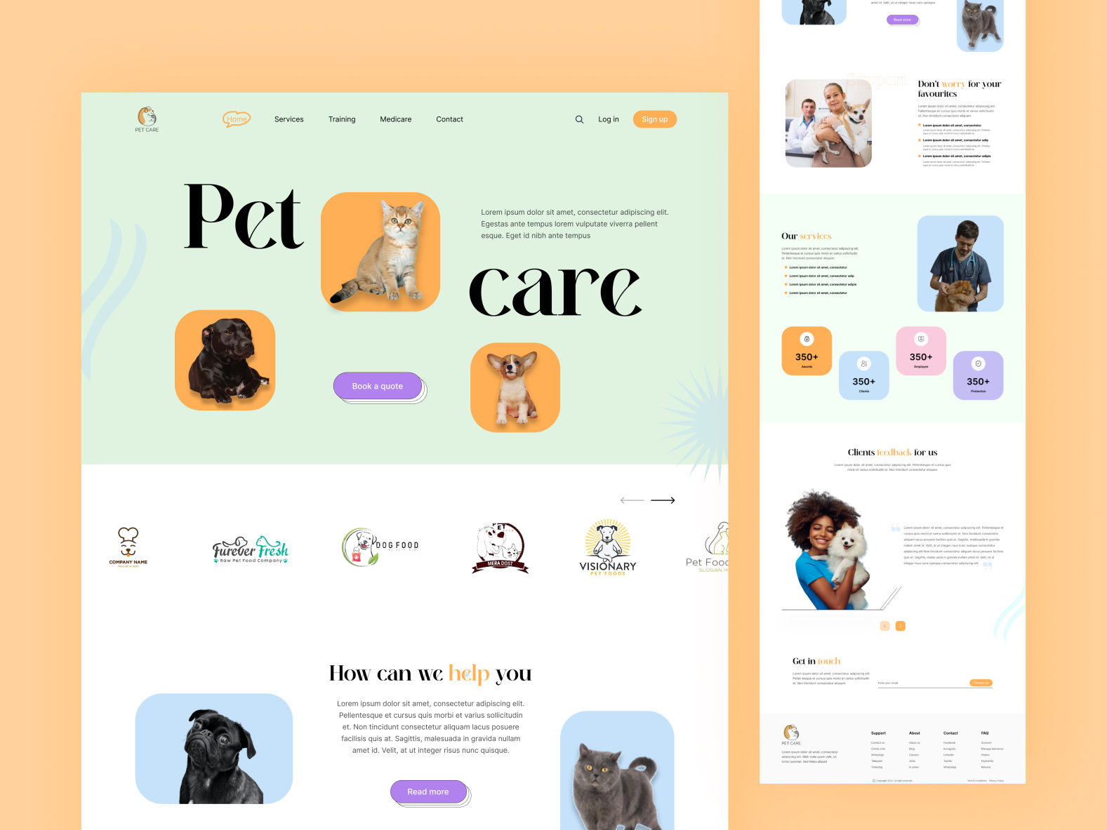 Pet Care Website Landing Page by Md Sajib Miah on Dribbble