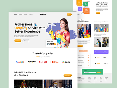 Cleaning Website Landing Page cleaner website ui landing page