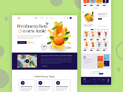 Juice Website Landing Page fruit juice header section