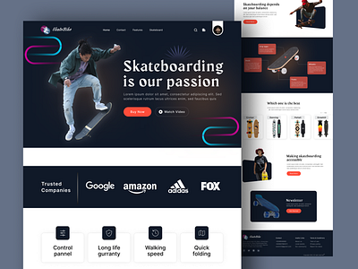 Skateboard Website Landing Page product design