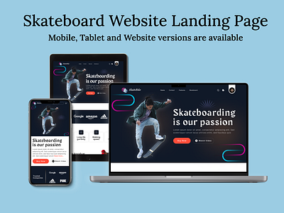 Skateboard Website Landing Page mobile app design skateboard mobile app design skateboard responsive design