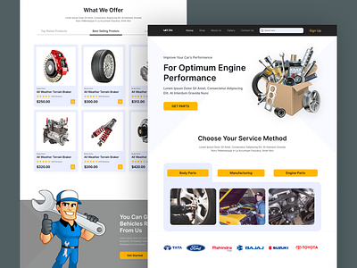 Mechanical Website Landing Page car parts car servicing website design design e commerce e commerce landing page e commerce website landing page mechanic service shop mechanical landing page design mechanical website design service shop ui ui design ui kit ui ux design ux ux design website website design