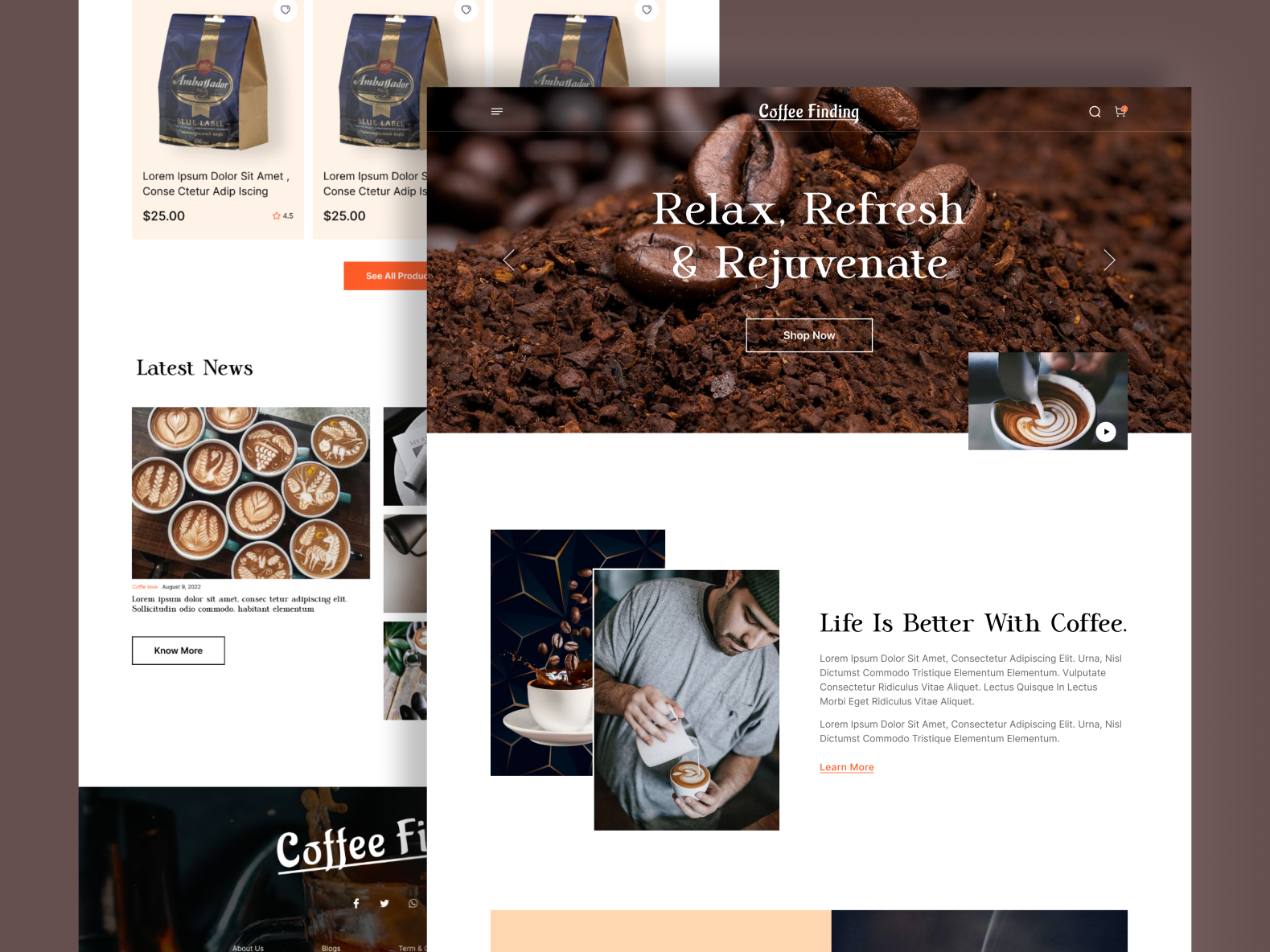 Coffee Shop Website Landing Page by Md Sajib Miah on Dribbble