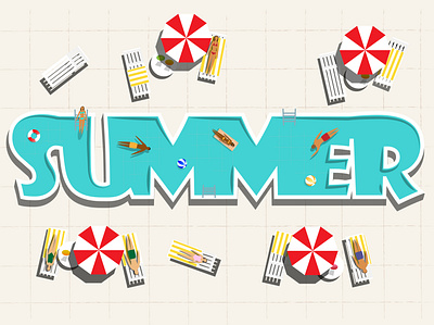 Summer pool 2d adobe illustrator design flat graphic design illustration pool summer vector