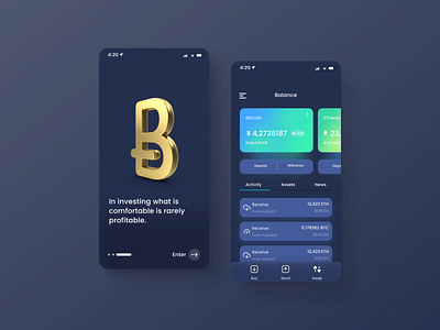 Cryptocurrency Mobile App Design app branding course design graphic design illustration logo ui user interface ux vector