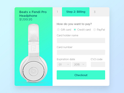 Credit Card Checkout 002 beats billing checkout credit card dailyui fendi pro headphones paypal ui ui elements