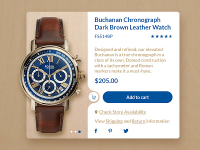 E-Commerce Shop (Single Item) 012 chronograph daily ui e commerce fossil leather shop store ui ui elements watch wood