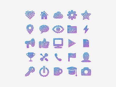 Geometric Polygonal blue cog wheel geometric heart house icon iconfinder icons location polygonal purple star