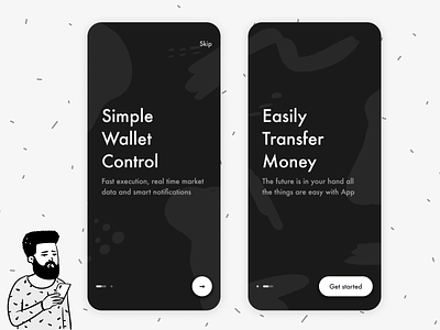 Cryptocurrency Mobile App app application black black ui crypto crypto wallet cryptocurrency design onboarding onboarding screen onboarding ui ui ux white