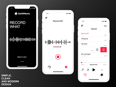 Voice Recorder Interface app application concept dark ui design interface mobile music product product design recorder sound ui ux voice voice over