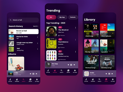 Music Streaming app albums anghami artists beatmaker clean concept dark ui deezer media player minimal music music app play playlists simple song spotify streaming ui ux