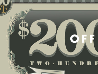 $200 Rebate-Second stage advertising cash design graphic letters money numbers print promotion type typography