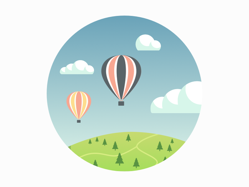 Hot Air Balloons happy scenic hot air balloon balloon cloud hill illustration