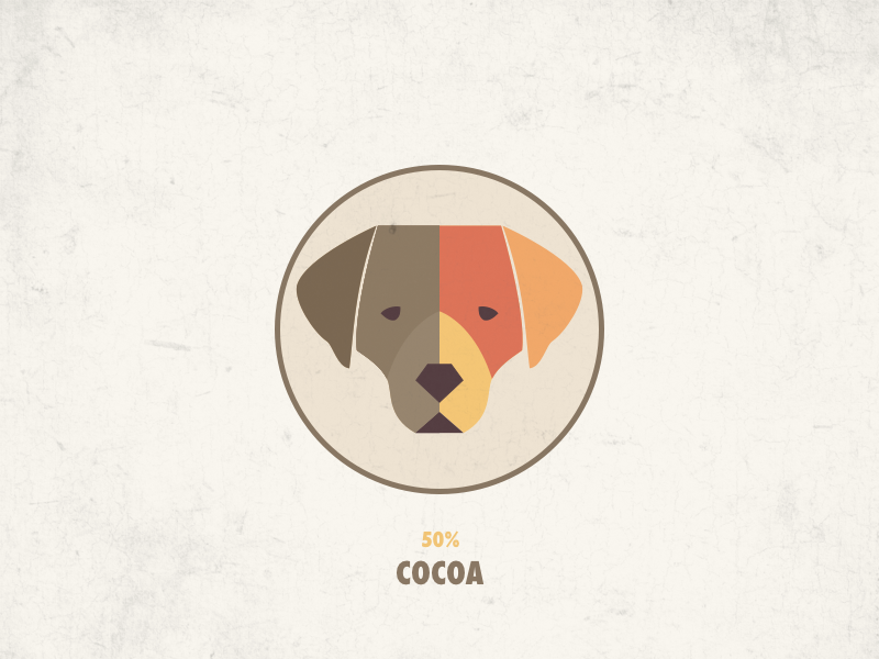 50% Cocoa branding icon packaging illustration label coca lab chocolate dog