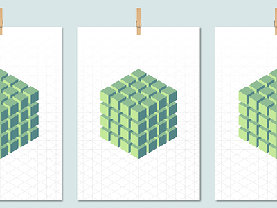 Blocks 3d grid illustration pattern poster