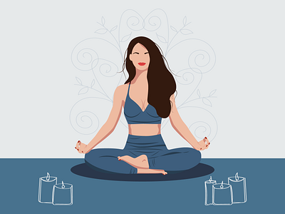 Yoga. Illustration of a woman in the lotus position