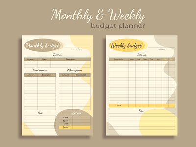 Monthly & Weekly budget planner accounting budget costs graphic design pantone vector