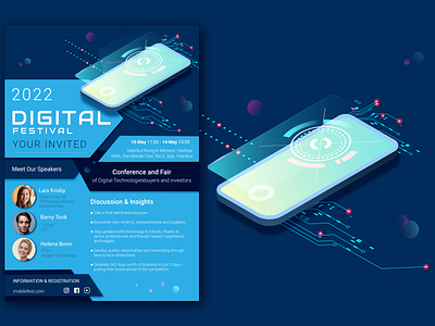 Flyer design for the digital festival branding digital digital festival graphic design illustration mobile vector