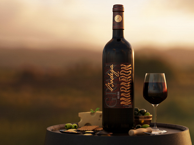 Gran Bodega wine label design illustration logo