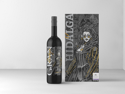 Gran Bodega wine label mock up graphic design logo