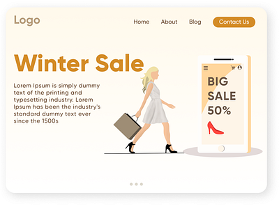 Concept Landing Page 2 art artist bag concept art designillustration draw flat illustration landing page mobile landing page procreate sale ui ux website page winter illustration