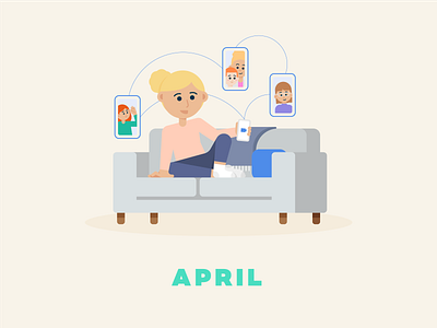 April → Facetime couch design facetime family flat illustration illustration quarantine social distancing video zoom