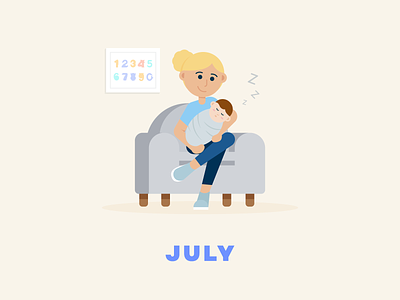 July → Baby Nephew baby design flat illustration illustration series sleeping