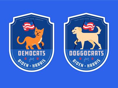 Democats & Doggocrats for Biden Harris! biden cat democat democrat dog doggocrat election illustration usa vote vote 2020