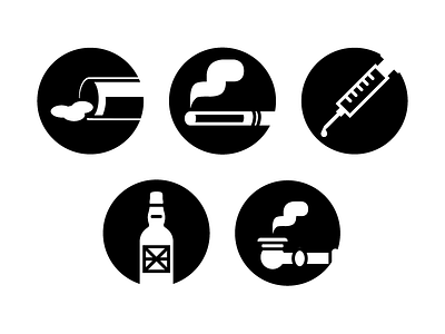 Drug Classification Icons alcohol black and white categories classification drugs iconography icons smoke