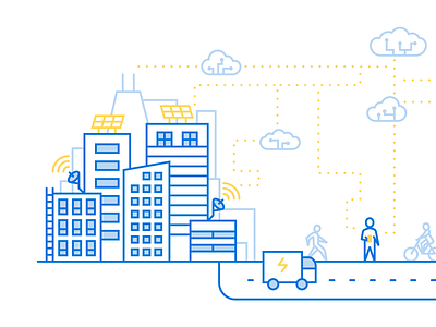 Smart City city icons illustration line art smart tech technology