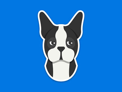 Domino! boston terrier design dog icon illustration puppy sassy side eye sticker stickermule unamused