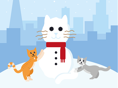 Christmas 2018 cat chicago christmas design holiday holiday card illustration skyline snow snowman