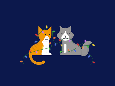 Christmas Kittehs 2019 cat christmas christmas card christmas lights holiday holiday card illustration illustrator lights mischief vector
