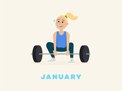 January → CrossFit barbell crossfit design flat illustration illustration weightlifting workout