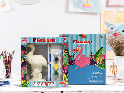 PYO Ceramic Flamingo Package Illustration box design illustration illustrator package design package illustration toy box design