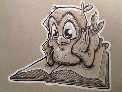 Inktober Day 2 book character illustration ink inktober reading