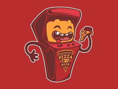 Pizza Guys arcade character design illustration machine t shirt