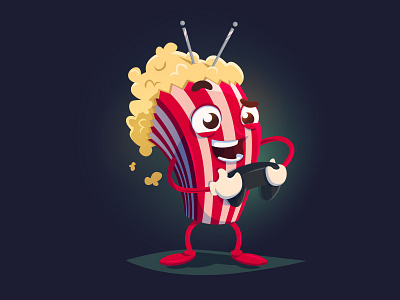 Popcorn Gamer app character design gamer popcorn tv