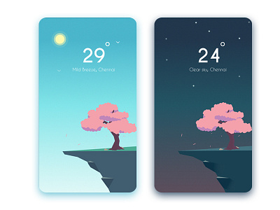 Weather App Concept #2 app climate concept day design night tree ui weather