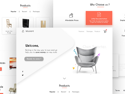 Rental landing Page Concept design ecommerce icons playstation rent shop ui web