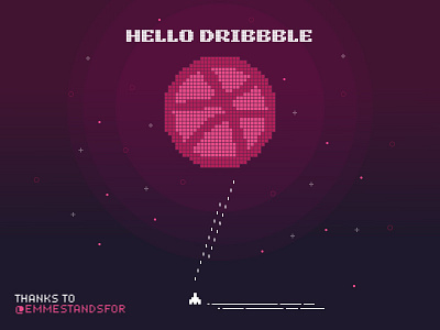 Hello Dribbble! debut dribbble first hello illustration retro shot space