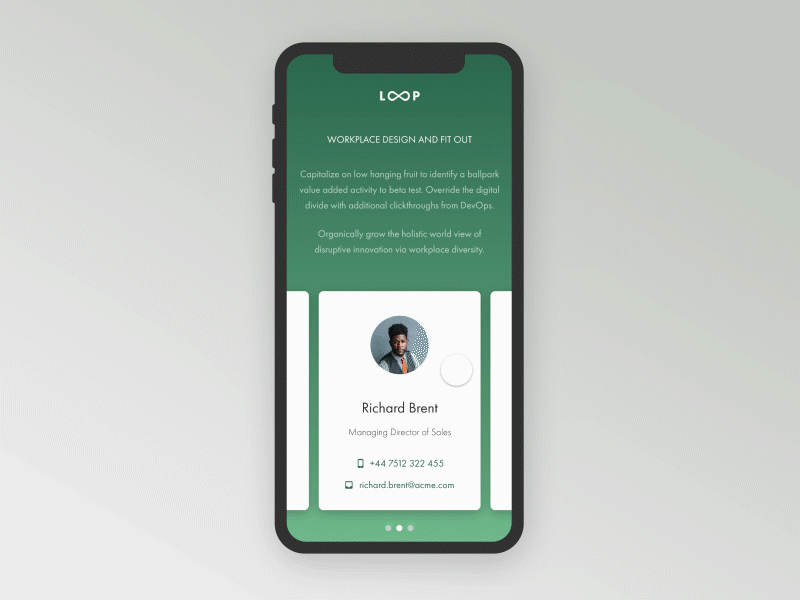 Contacts animation card contact framer gif interaction iphone x list mobile ux