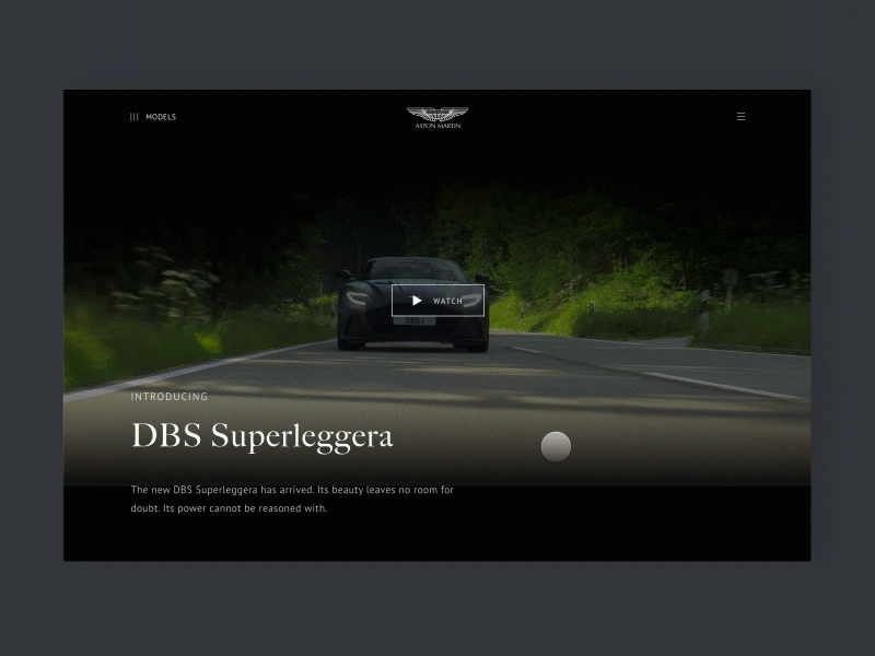 Automotive Landing Page animation automotive dark design desktop framer gif interaction landing ui ux video background