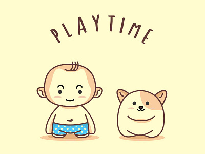 Playtime baby boy cartoon illustration toy