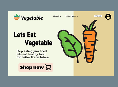 Lets eat vegetable landing page branding graphic design ui