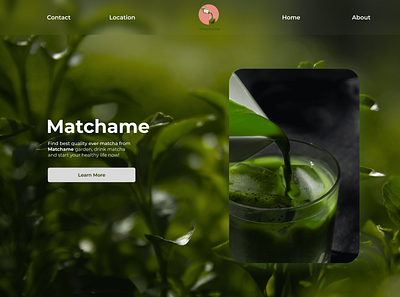 Matchame design green green tea landing page lattee matcha tea ui web design website